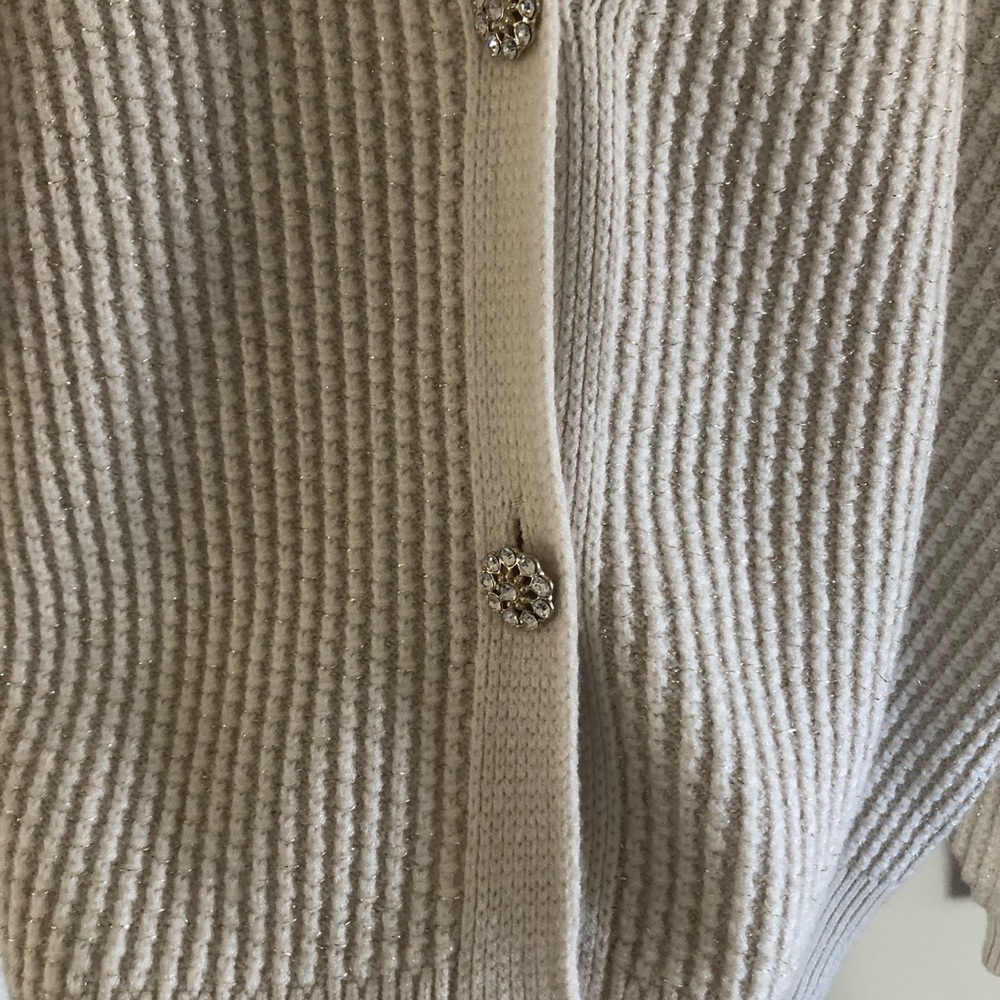 FISHERMEN Ivory chunky slouchy waffle Ribbed Knit Cardigan - Picture 5 of 16